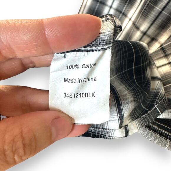 Men’s black and white petrol brand western pearl snap button down shirt size Lg - Picture 6 of 7